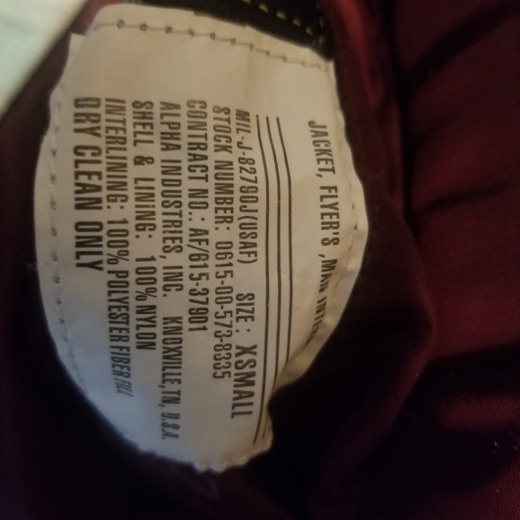 AUTHENTIC ALPHA INDUSTRIES FLIGHT BOMBER JACKET - Picture 4 of 5